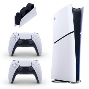 کنسول بازی سونی مدل PlayStation 5 Slim Digital Edition ظرفیت 825 گیگابایت ریجن CFI-2116 اروپا به همراه دسته اضافی و پایه شارژر